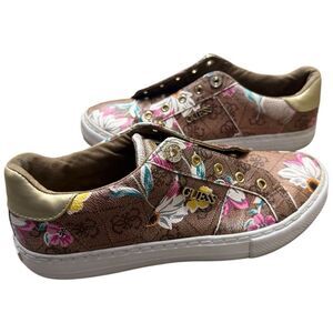 Guess Womens Loven Multicolor Floral Lace-Up Sneaker Shoes. Sz 7M. NO SHOELACES